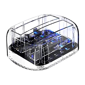 Product image: side view of ORICO Dual-Bay Hard Drive Docking Station